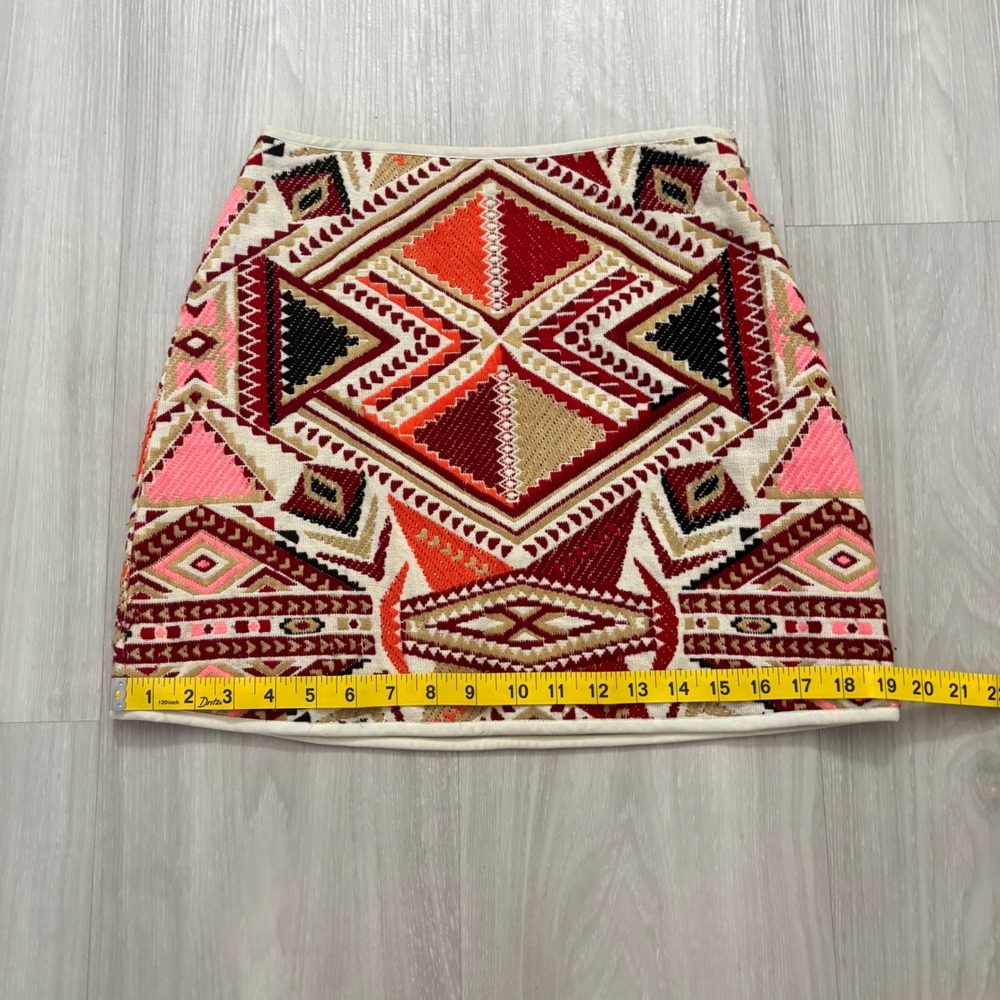 Topshop Women Skirt Mini Aztec Geometric Tapestry MultiColor Woven Festival US 4 - Picture 7 of 11